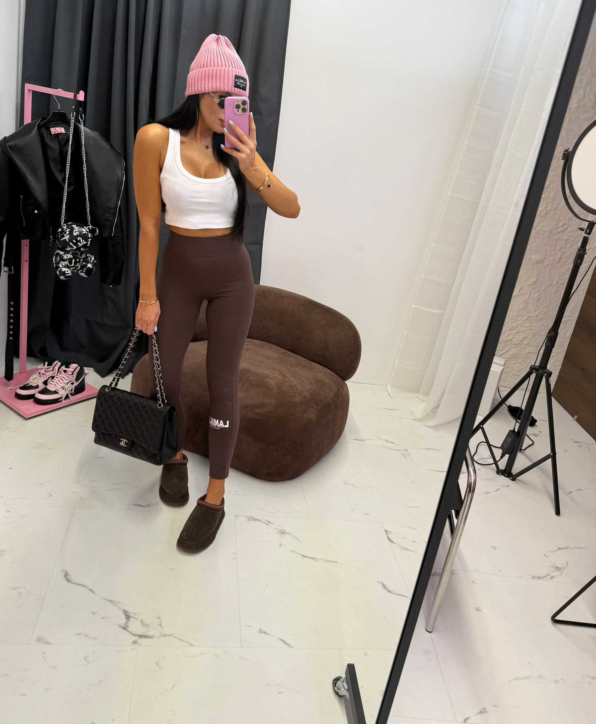 LM893 Legginsy La Milla Logo Czekolada