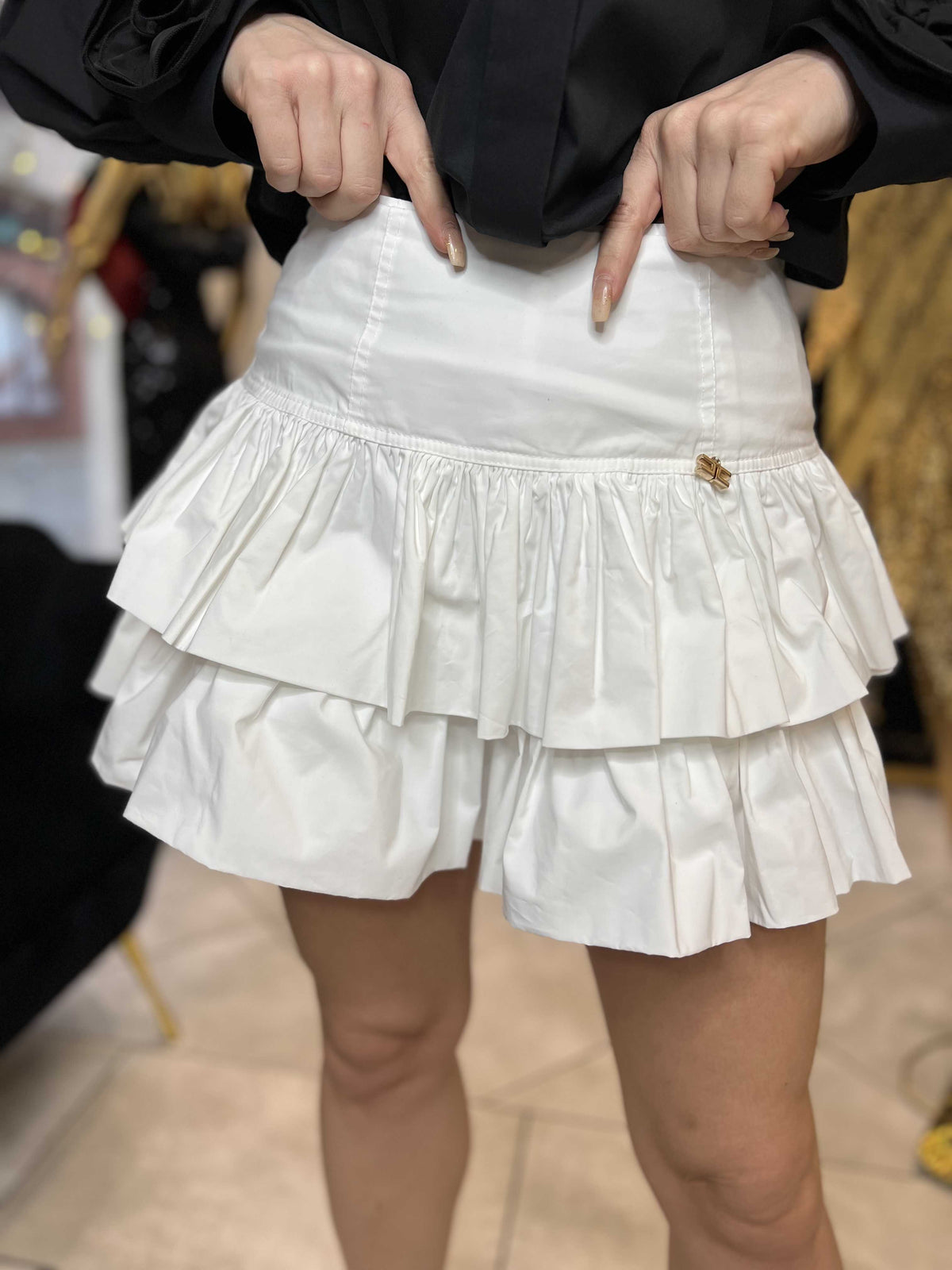 LV086 Spódnica Rina z falbankami La Vestino Biała