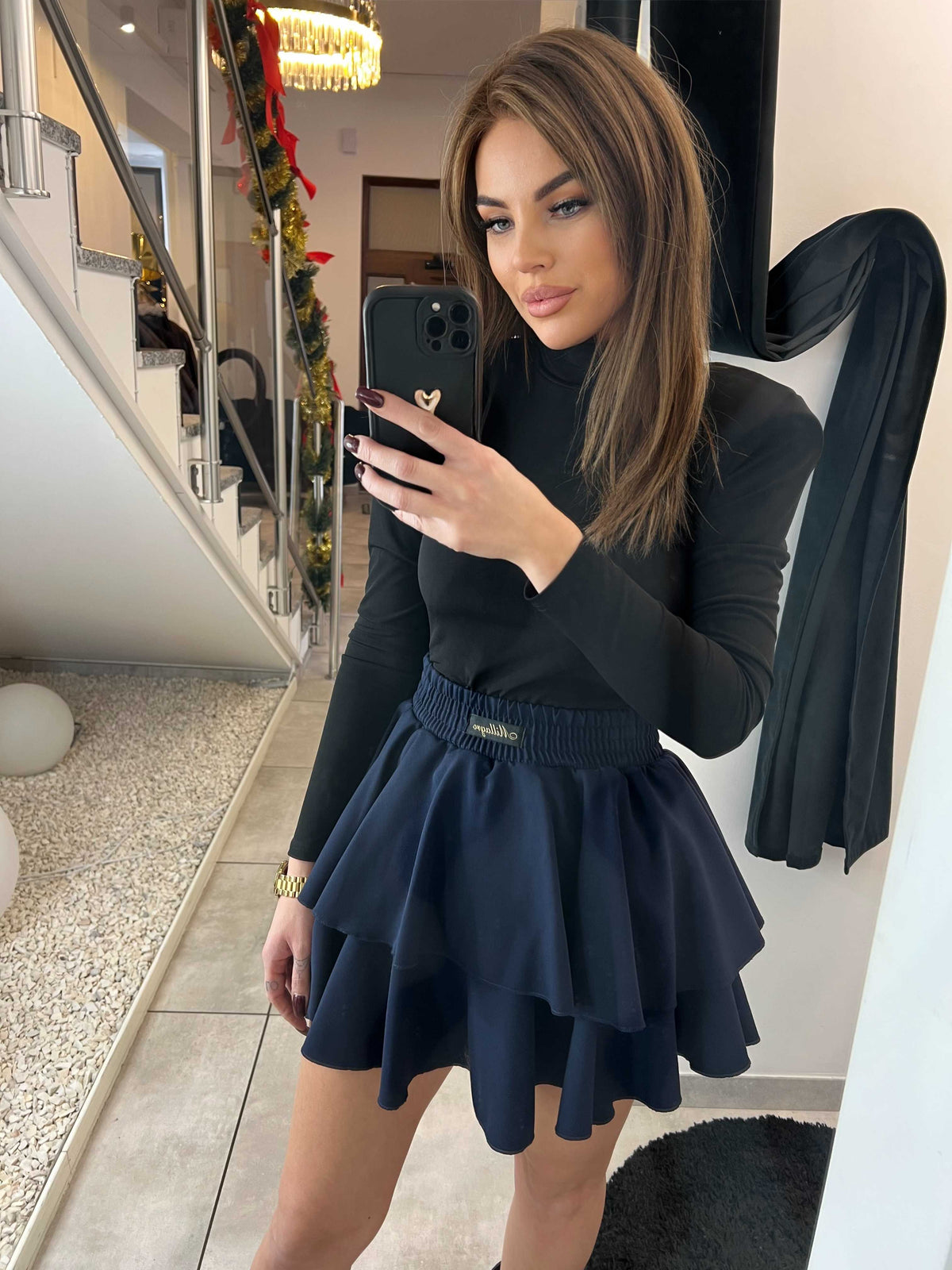 ML975 Spódnico-spodenki Falbanki Milla Granatowe