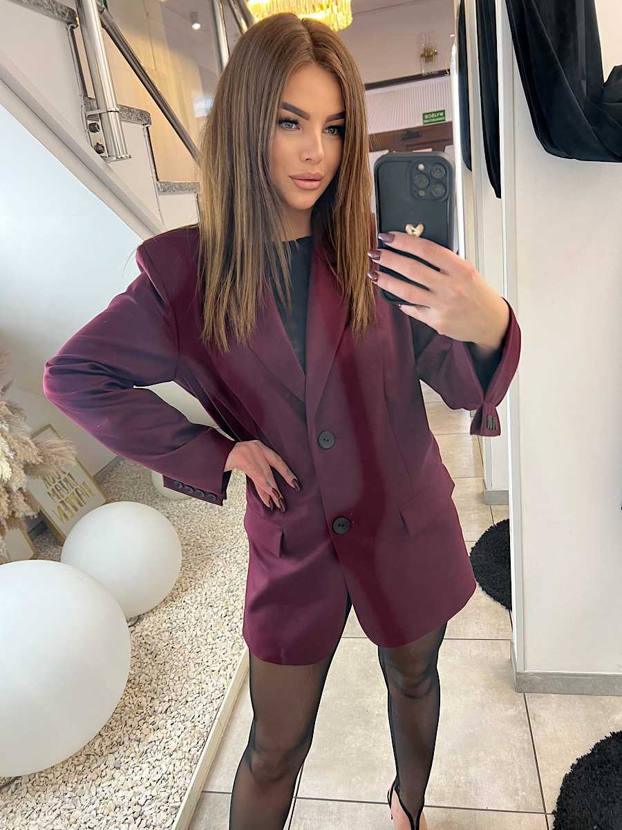 ML978 Marynarka Taliowana Klasyczna Bordowa