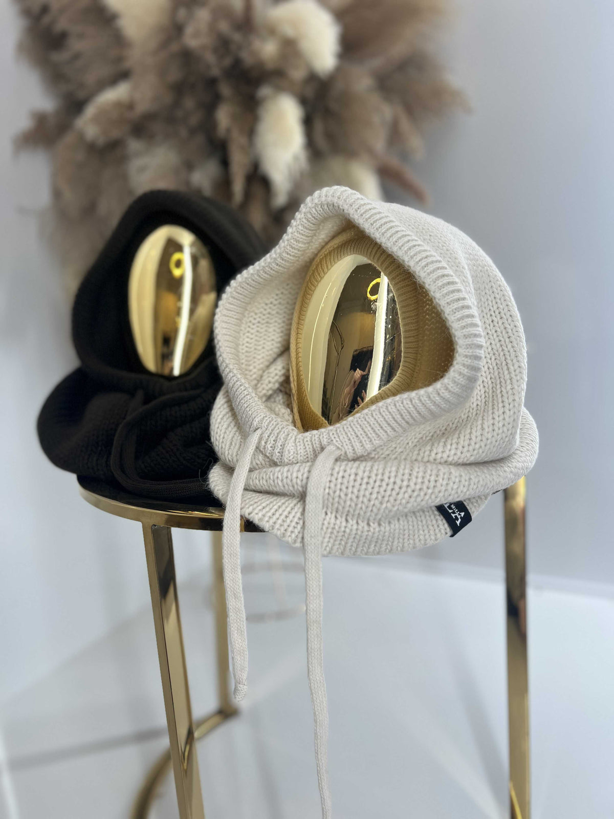 LM950 Balaclava La Milla z dzianiny 2w1, komin z kapturem Jasny Beż