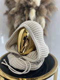 NB102 Balaclava z dzianiny 2w1, komin z kapturem jasny beż
