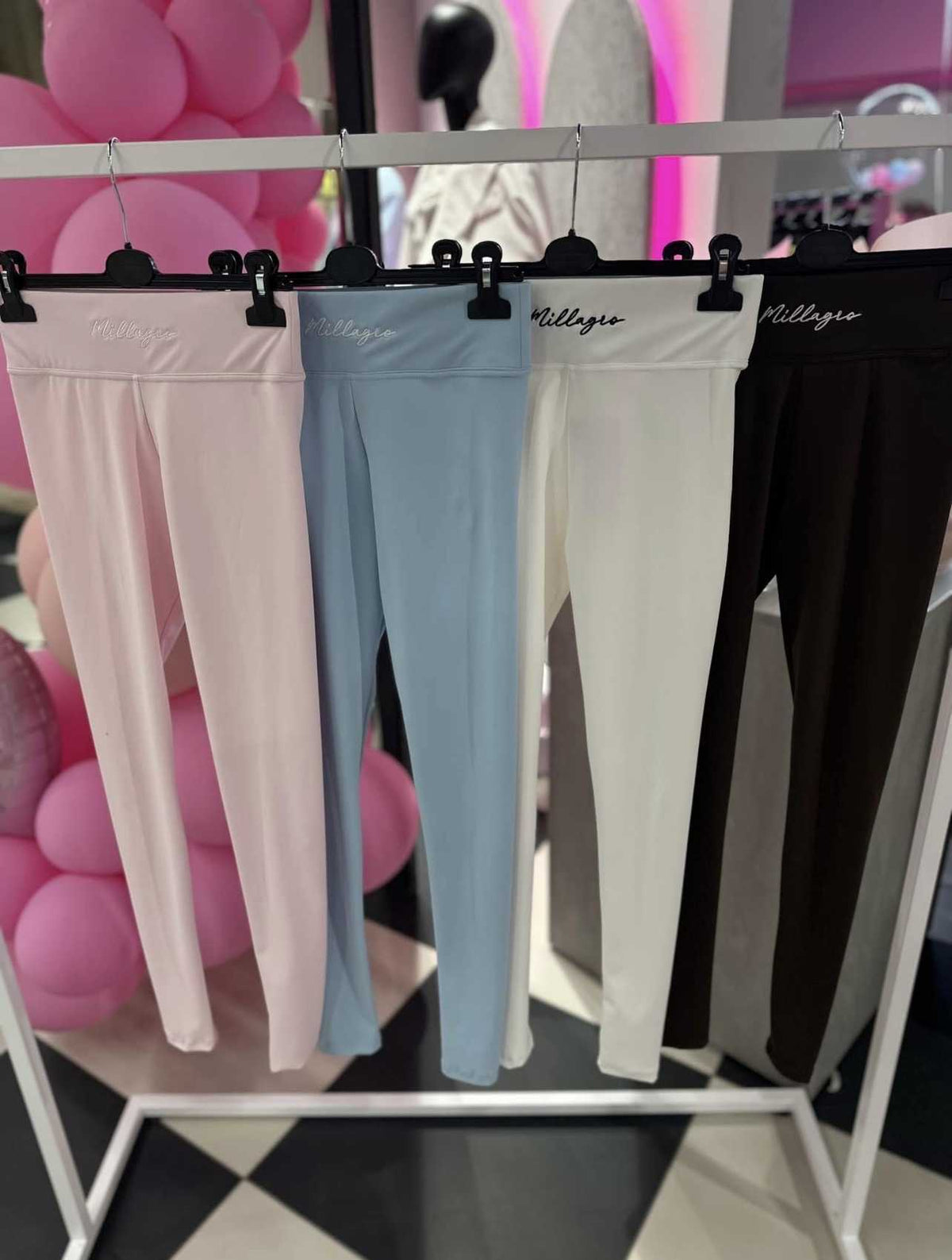ML401 Legginsy Modelujące Damskie Millagro Naszywka z Logo Błękitne