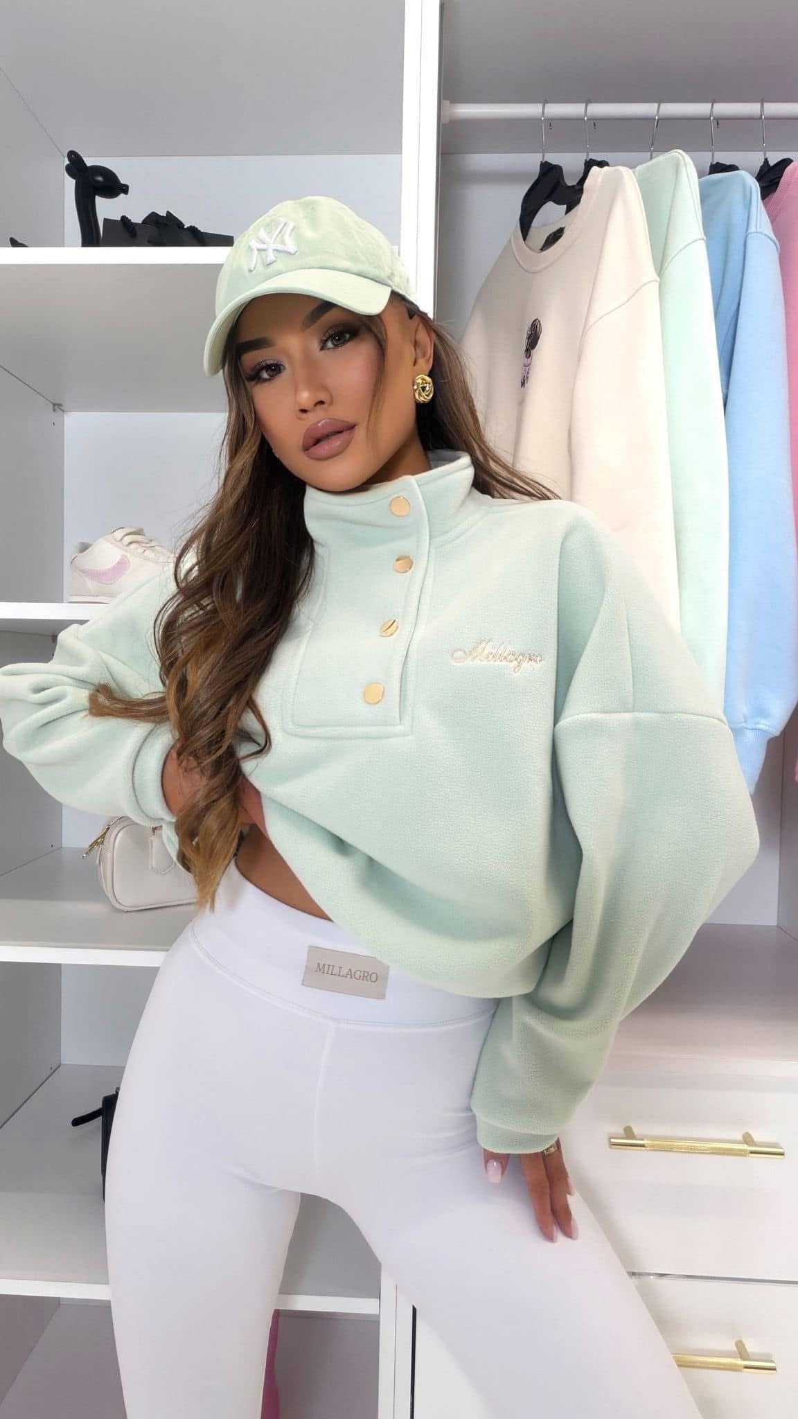 ML401 Legginsy Modelujące Damskie Millagro Naszywka z Logo Białe