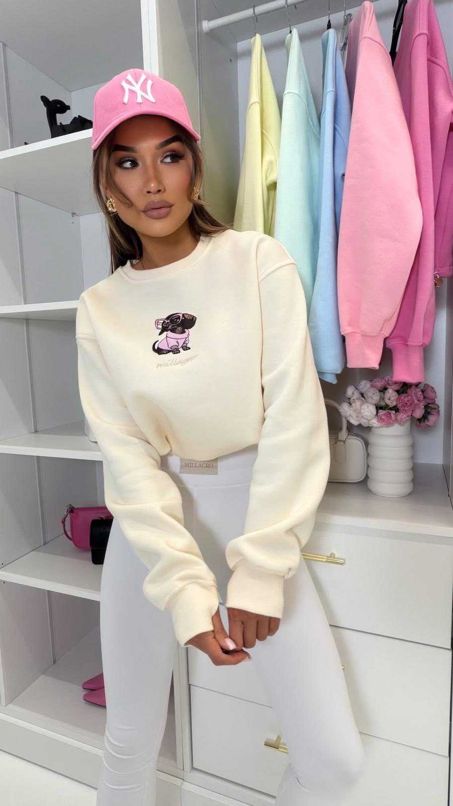 ML401 Legginsy Modelujące Damskie Millagro Naszywka z Logo Białe