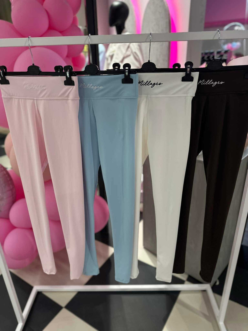 ML144 Legginsy Modelujące  Damskie Millagro z Haftem Pudrowy Róż