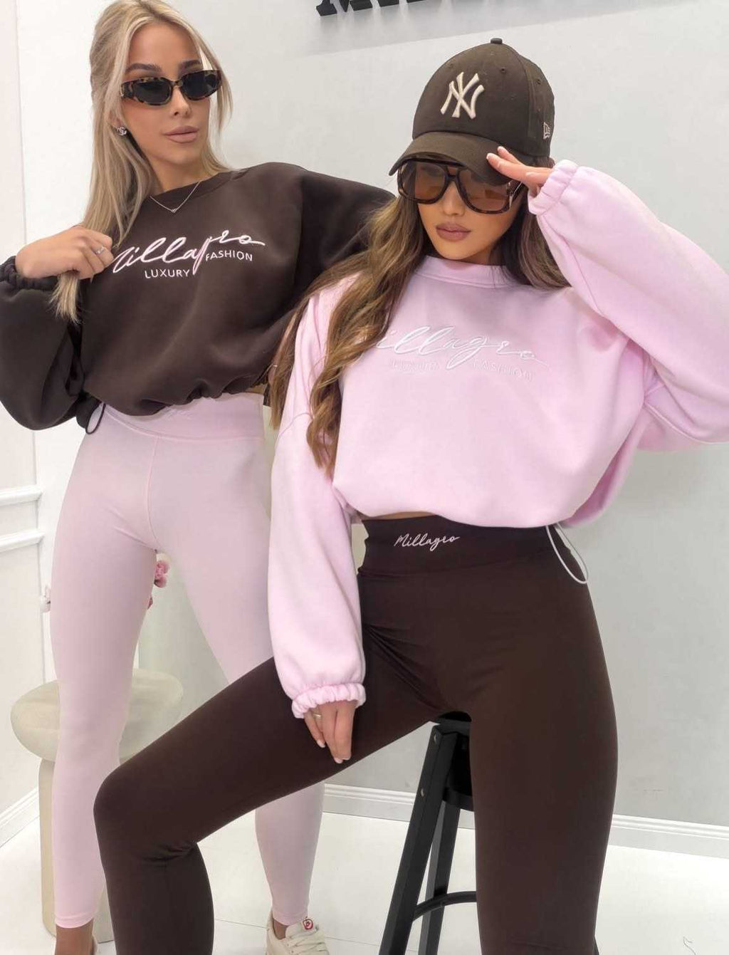 ML144 Legginsy Modelujące  Damskie Millagro z Haftem Pudrowy Róż