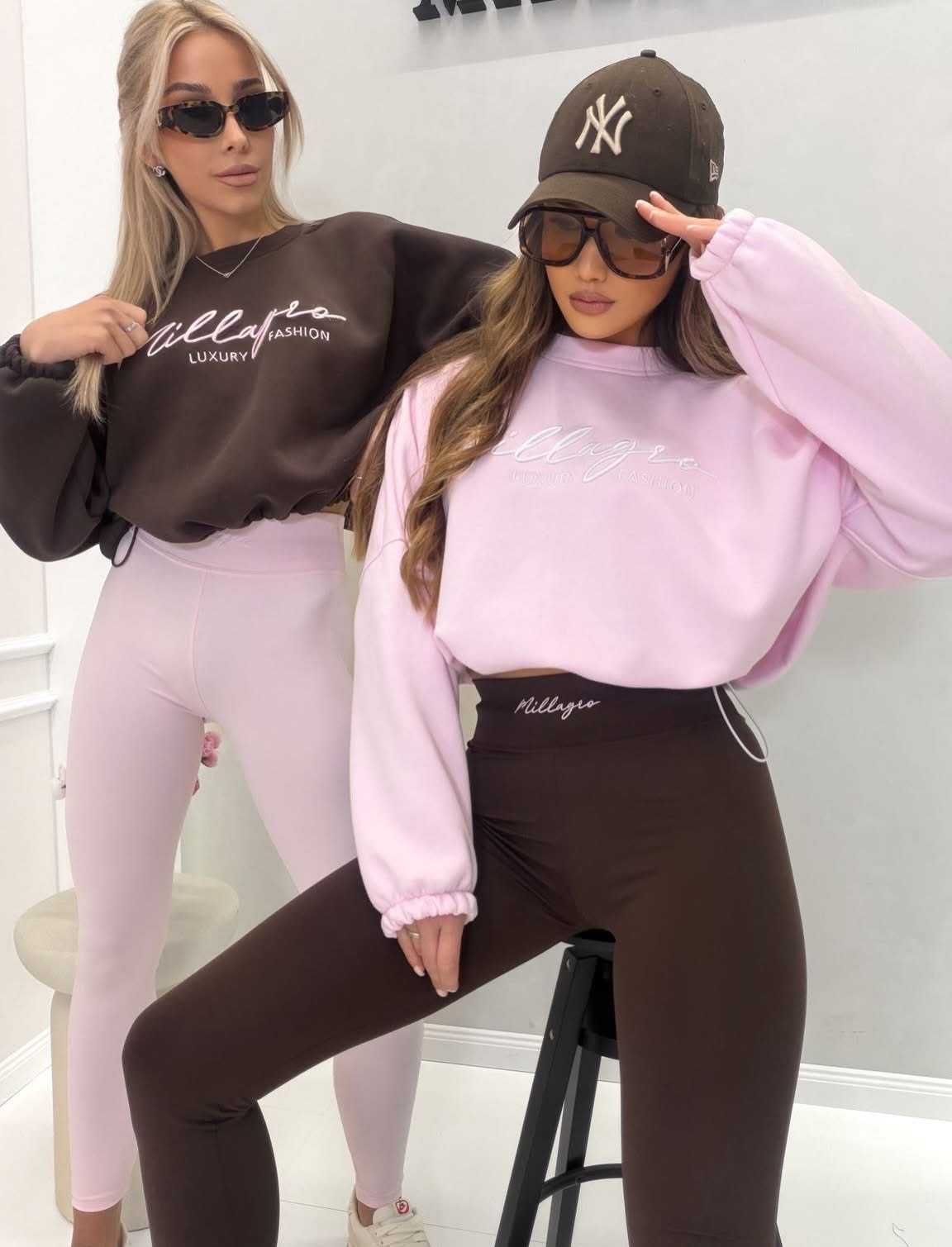 ML144 Legginsy Modelujące  Damskie Millagro z Haftem Pudrowy Róż