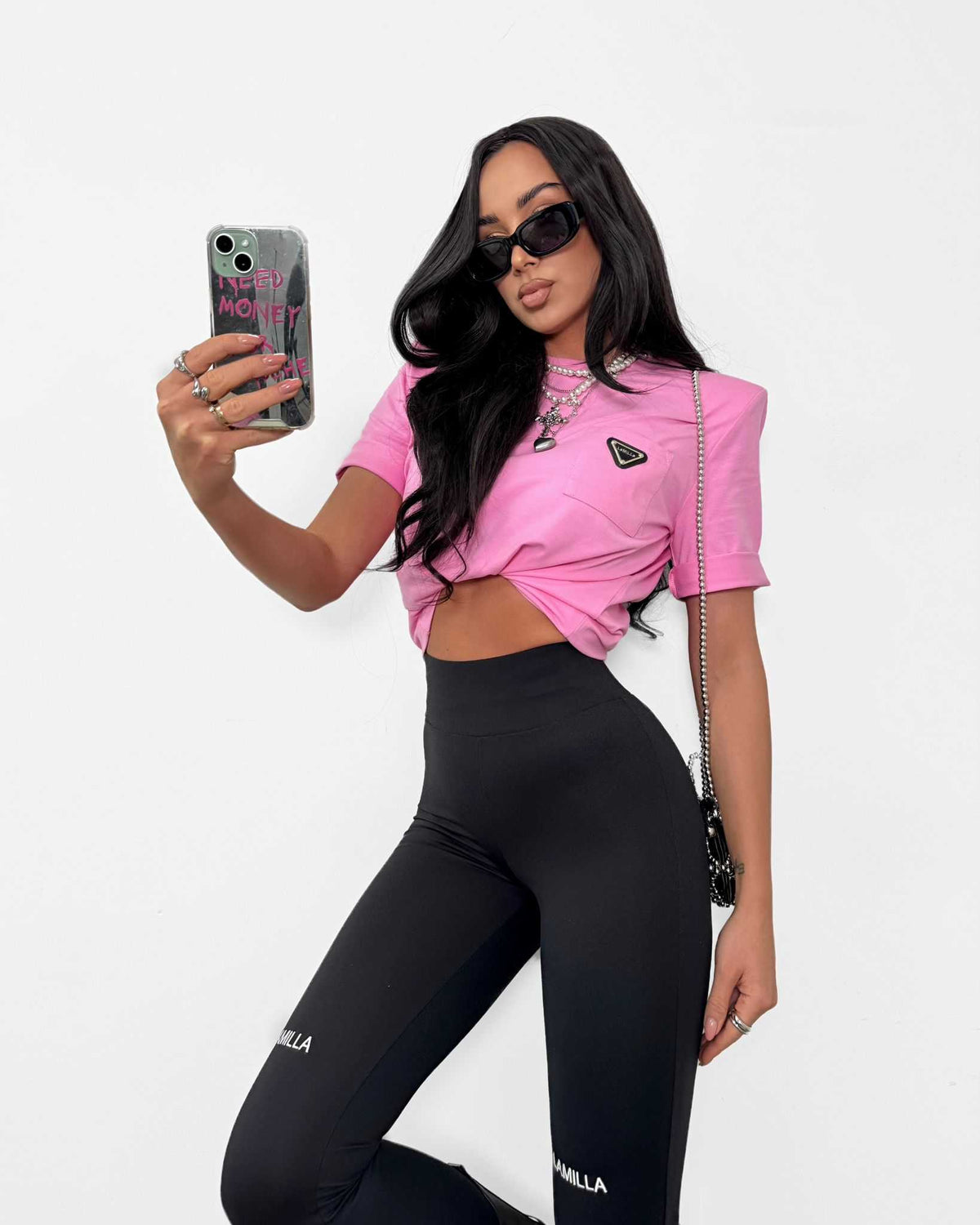 LM153 T-shirt La Milla Różowy z Kieszonką