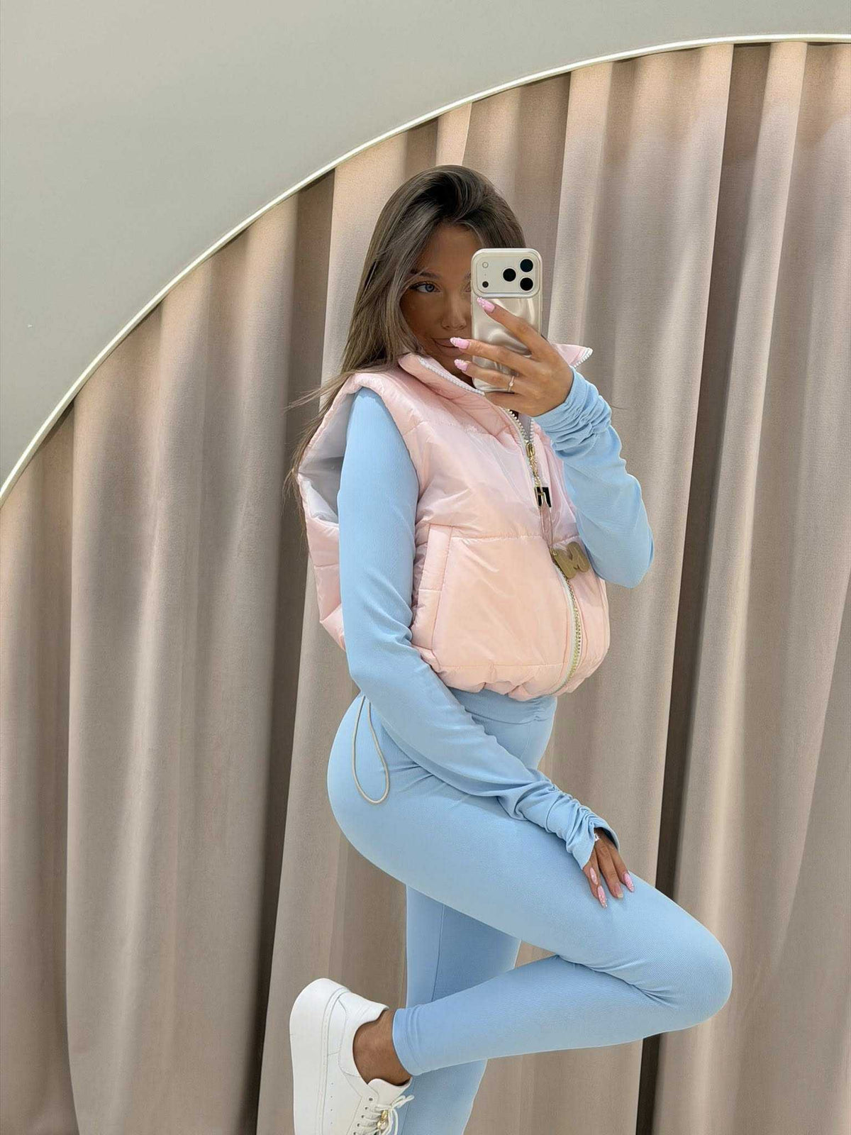 MM204 Komplet Modelujący Bluzka + Legginsy Mia Maison Błękitny