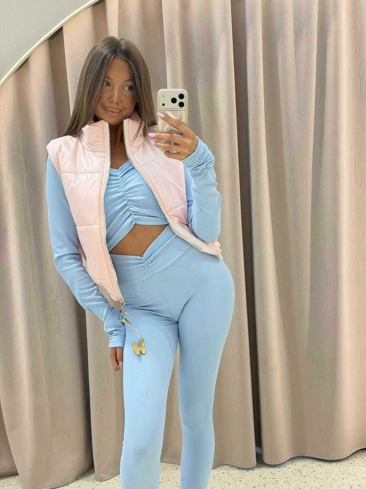 MM204 Komplet Modelujący Bluzka + Legginsy Mia Maison Błękitny