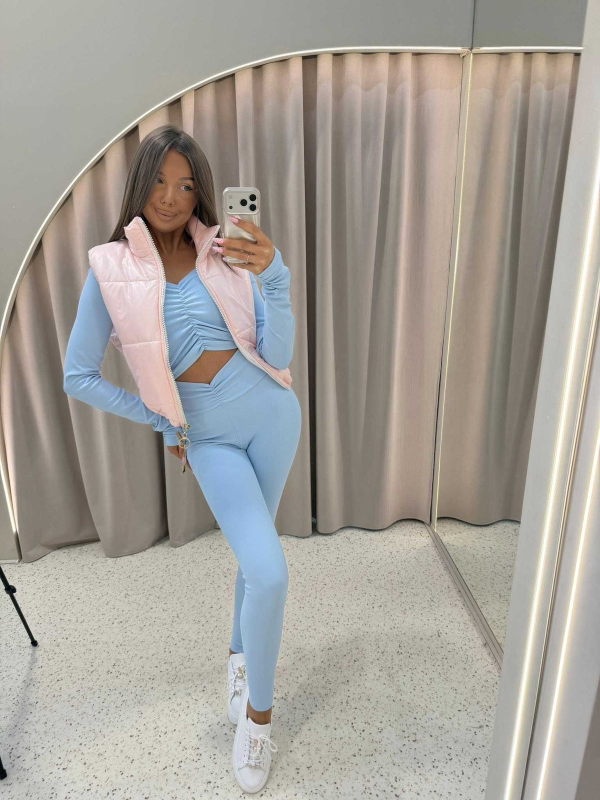 MM204 Komplet Modelujący Bluzka + Legginsy Mia Maison Błękitny