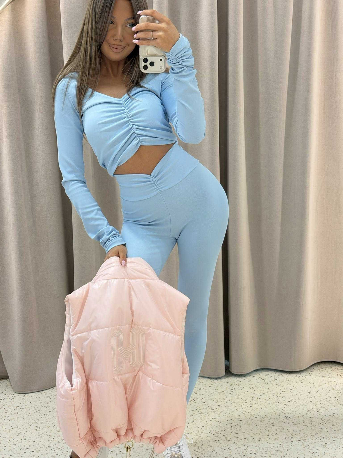 MM204 Komplet Modelujący Bluzka + Legginsy Mia Maison Błękitny