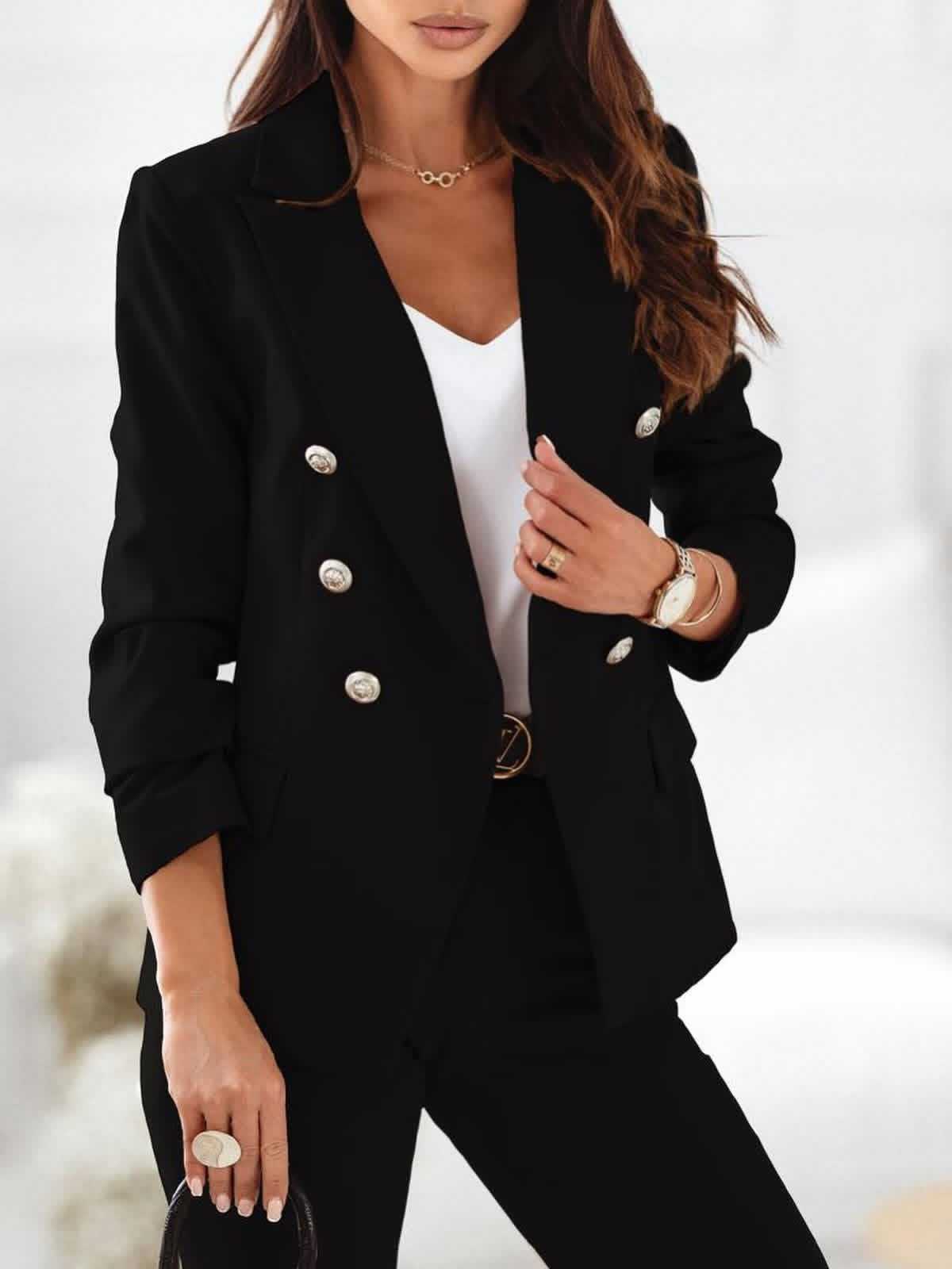 PP238 Elegancka Marynarka Damska ala Balmain Czarna