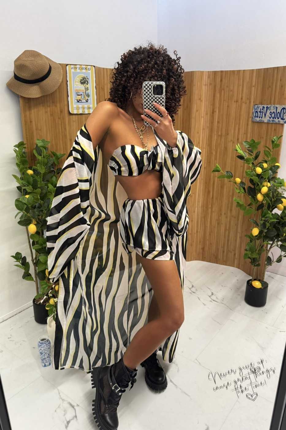 LM430 Pareo Plażowe Zwiewne z Szyfonu Summer Zebra La MIlla
