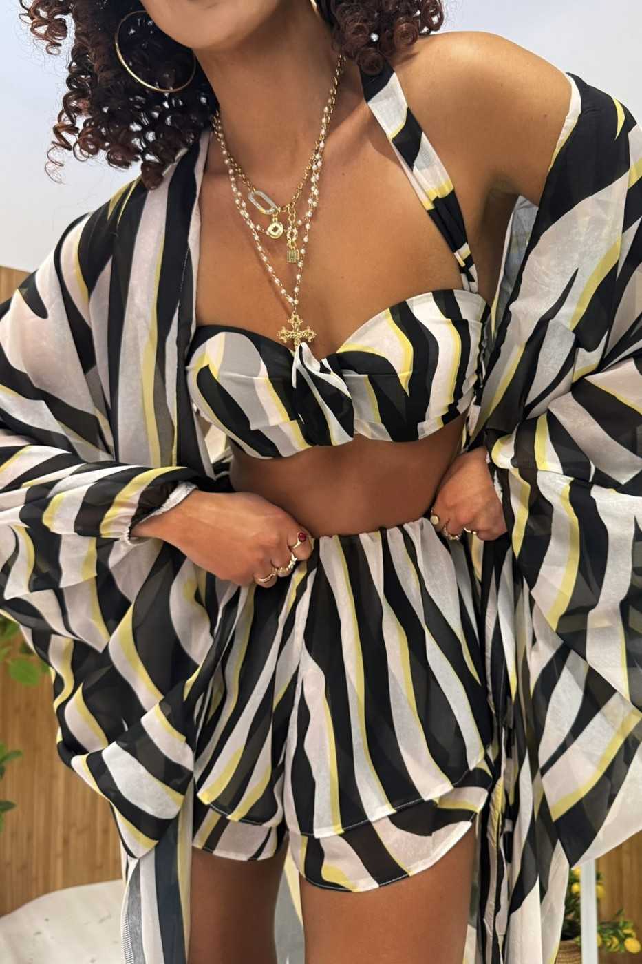 LM430 Pareo Plażowe Zwiewne z Szyfonu Summer Zebra La MIlla
