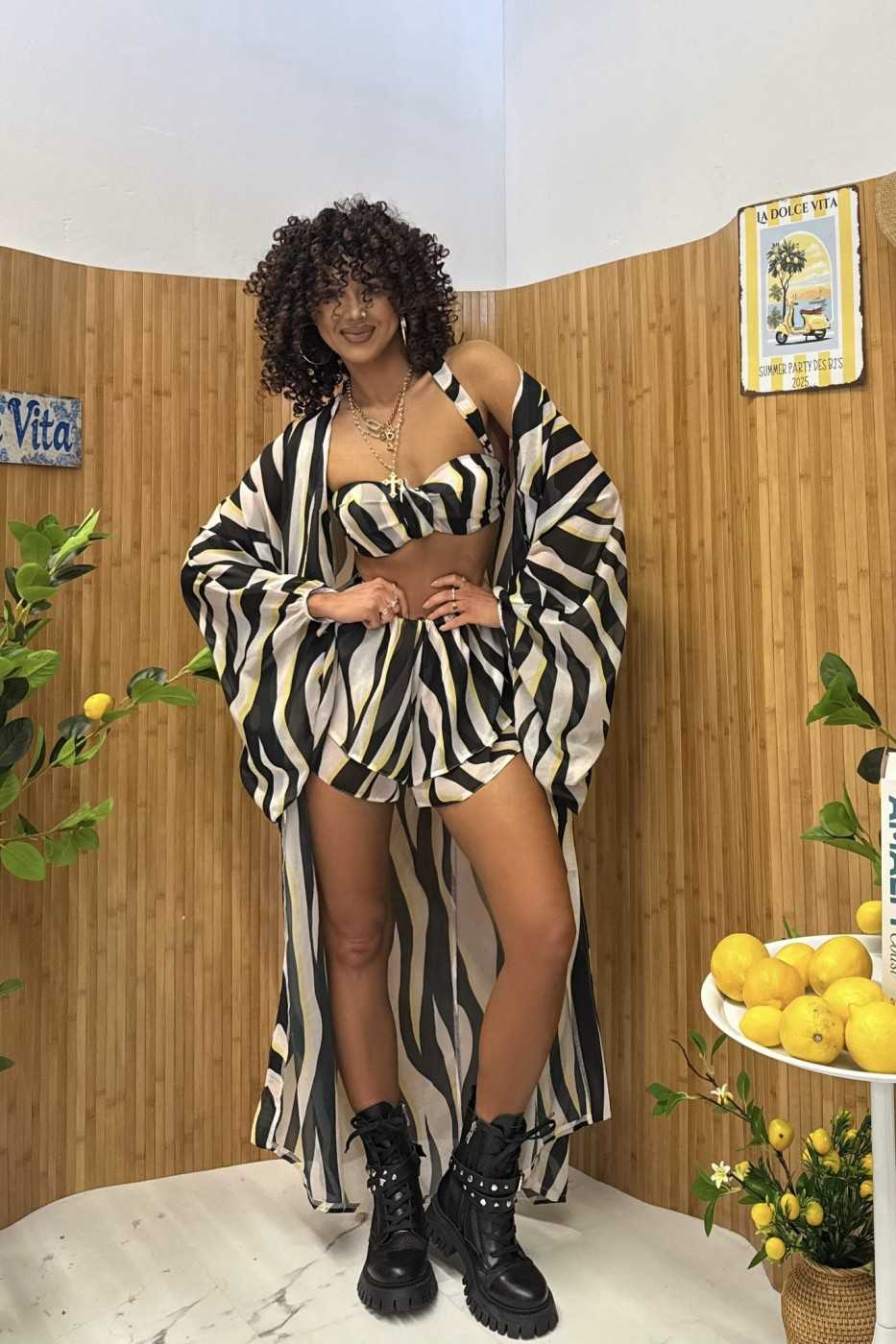 LM430 Pareo Plażowe Zwiewne z Szyfonu Summer Zebra La MIlla