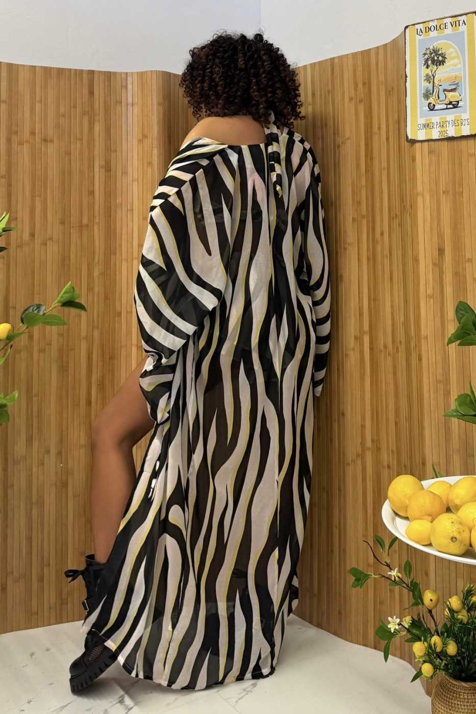 LM430 Pareo Plażowe Zwiewne z Szyfonu Summer Zebra La MIlla