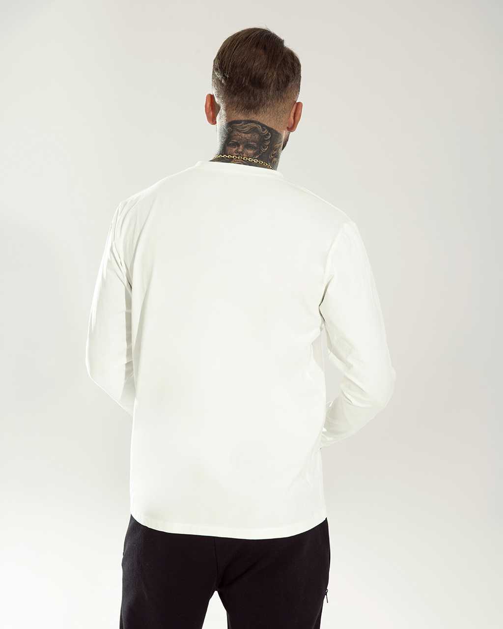 RB385 T-shirt Męski Biały Basic Premium Longsleeve Ricco&Bella