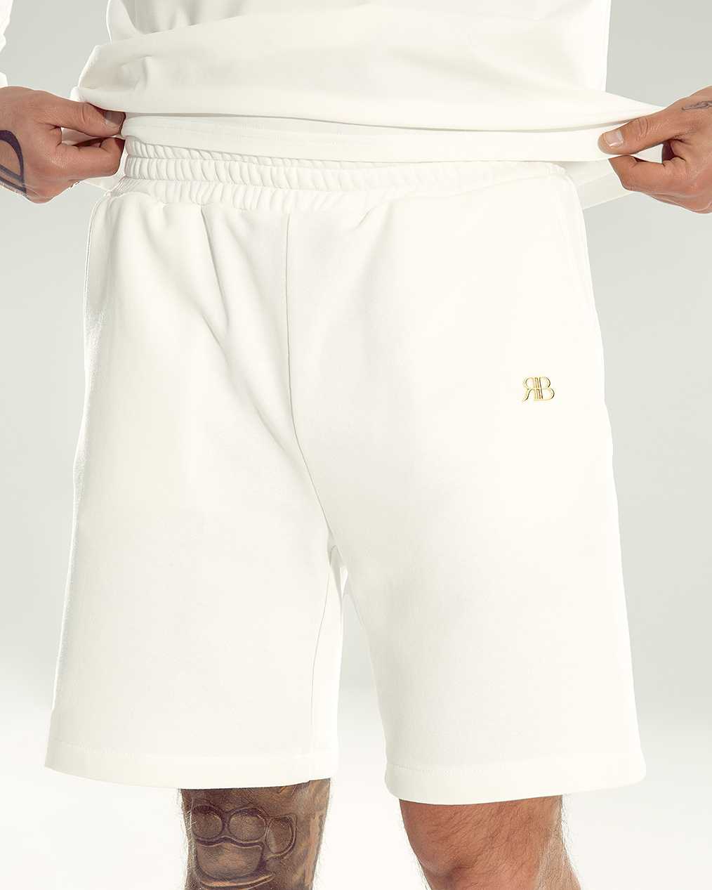 RB385 Szorty Męskie Białe Summer Premium Ricco&Bella