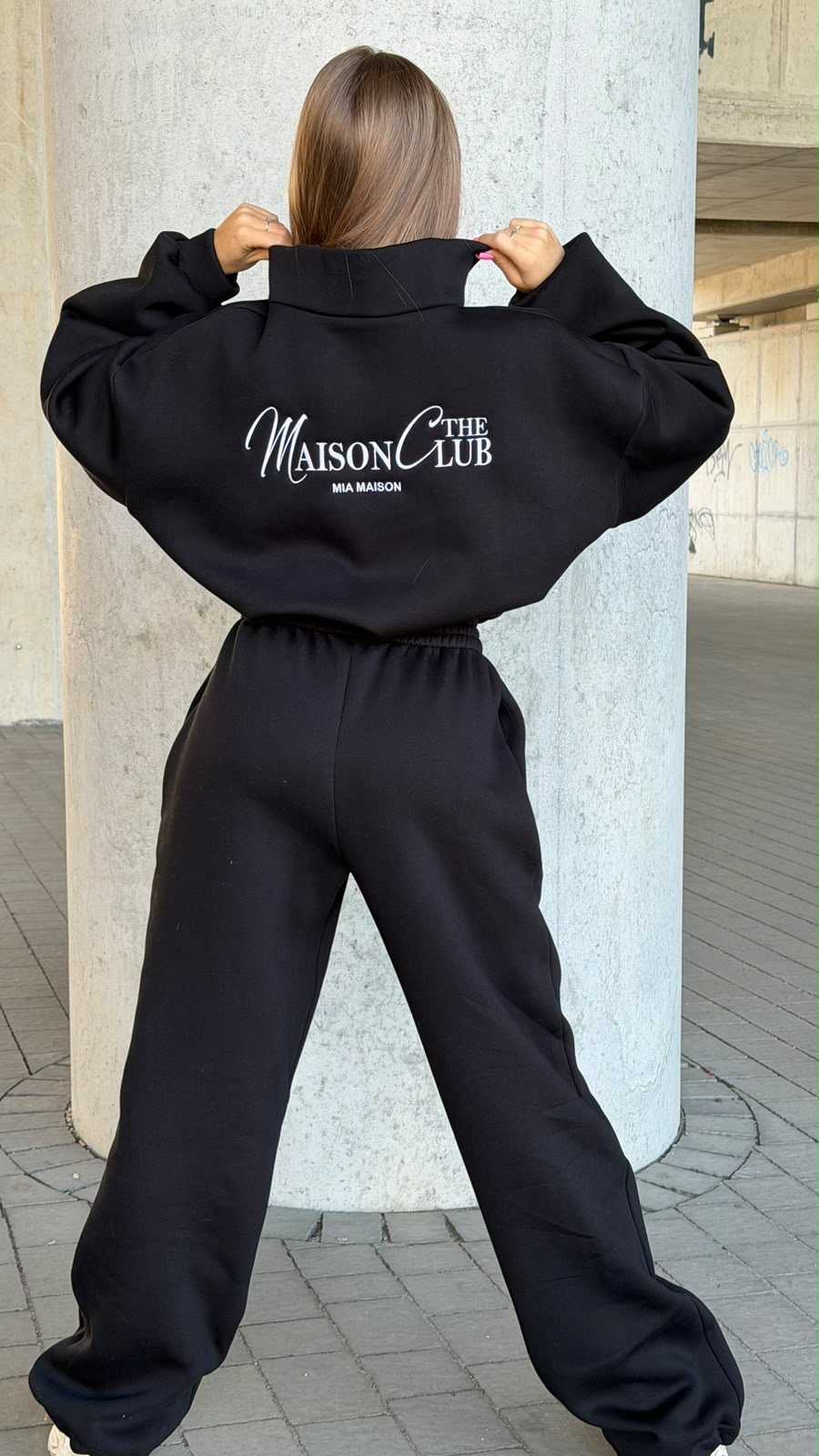 MM693 Komplet Dresowy Damski Bawełna Mia Maison Club Czarny
