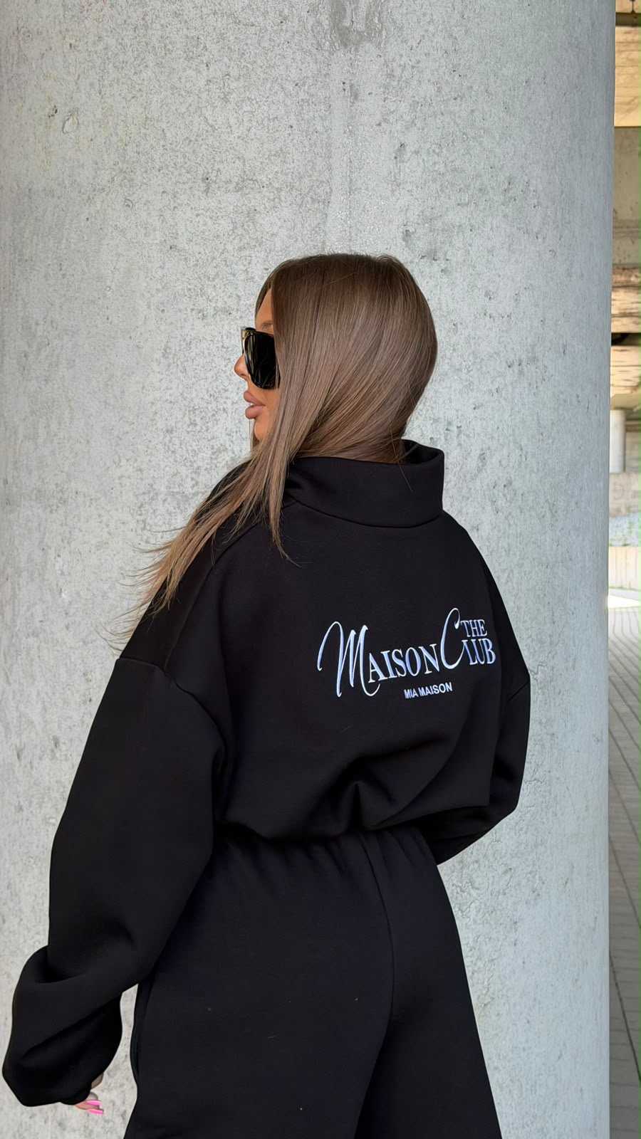 MM693 Komplet Dresowy Damski Bawełna Mia Maison Club Czarny