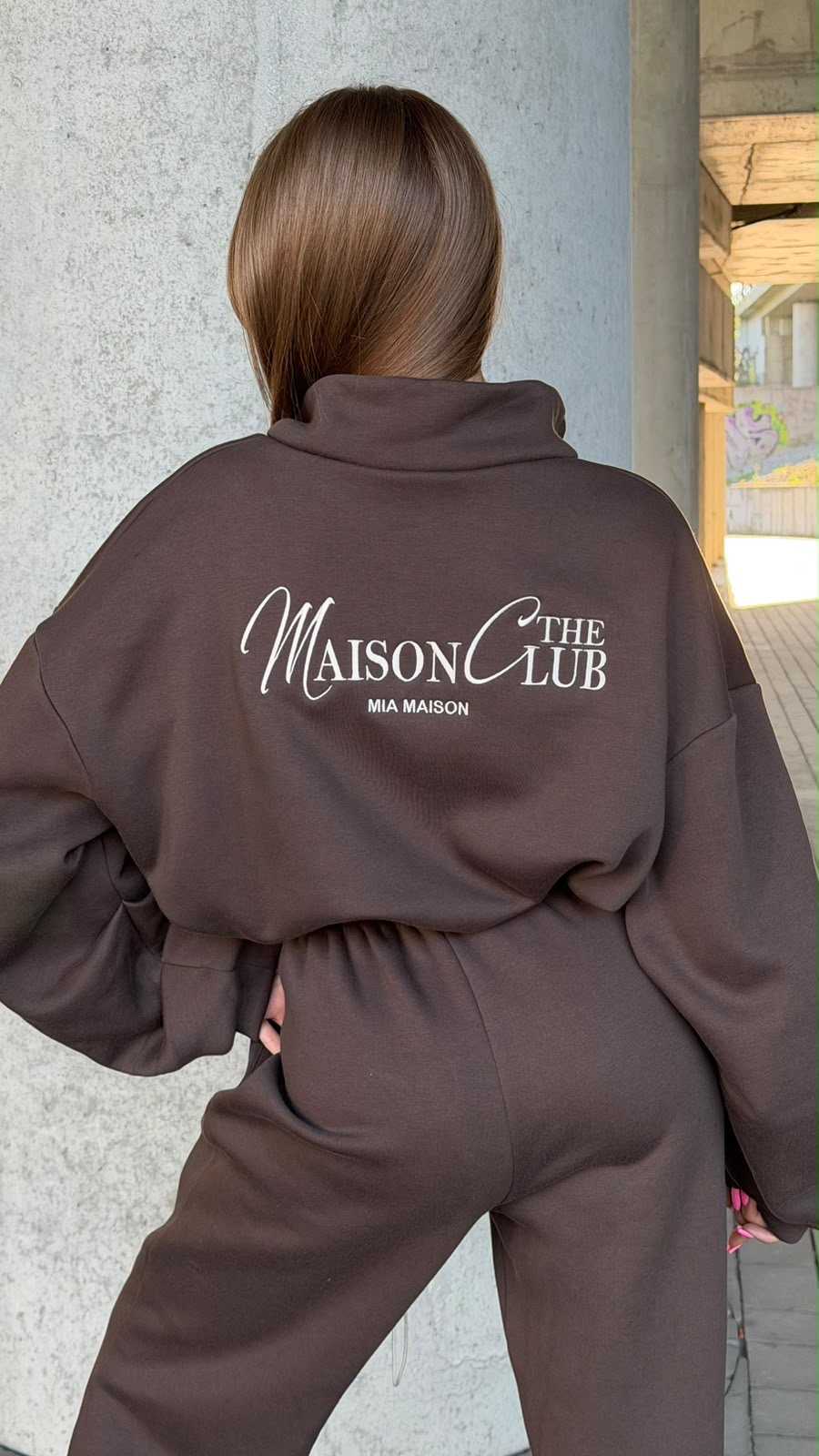 MM693 Komplet Dresowy Damski Bawełna Mia Maison Club Czekolada