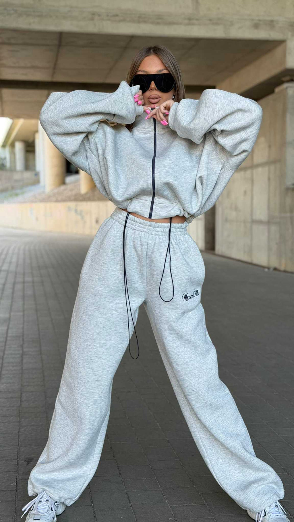 MM693 Komplet Dresowy Damski Bawełna Mia Maison Club Szary