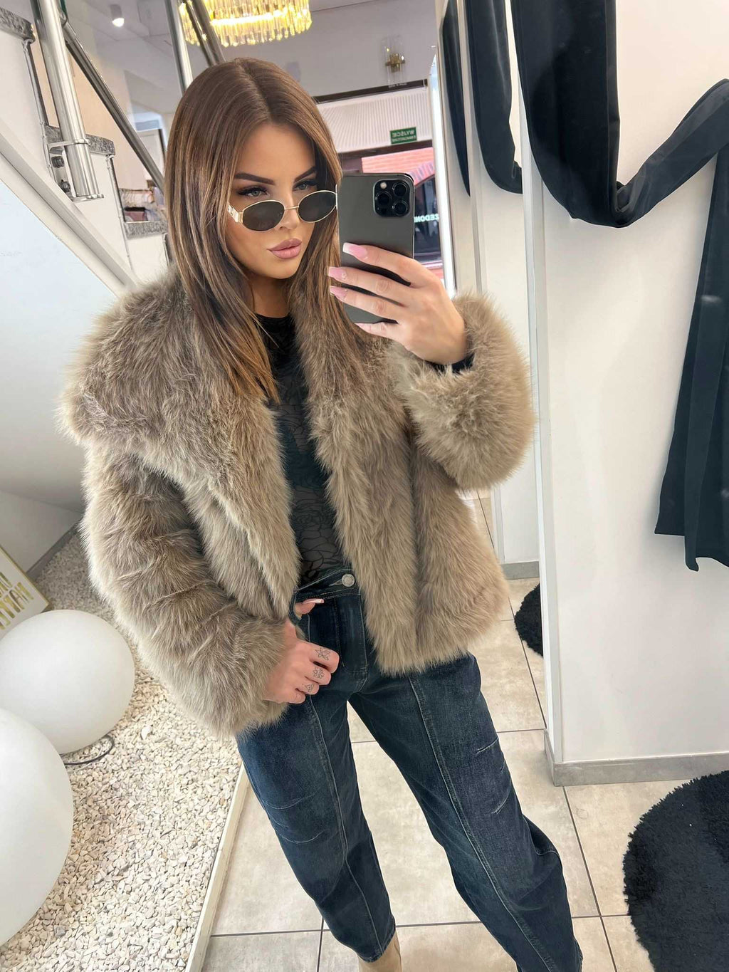 DM670 Eleganckie Futerko Damskie z Kołnierzem Ciemny Beż Fango