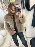 DM670 Eleganckie Futerko Damskie z Kołnierzem Ciemny Beż Fango