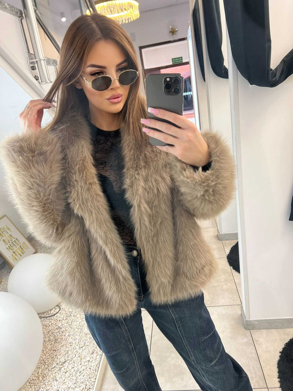 DM670 Eleganckie Futerko Damskie z Kołnierzem Ciemny Beż Fango