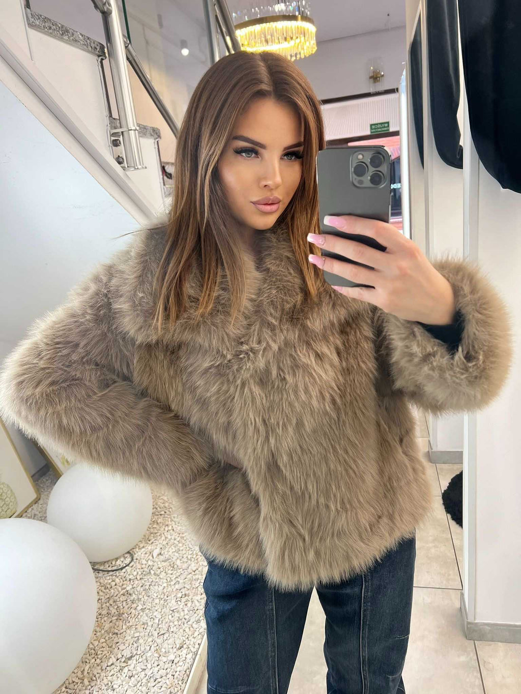 DM670 Eleganckie Futerko Damskie z Kołnierzem Ciemny Beż Fango