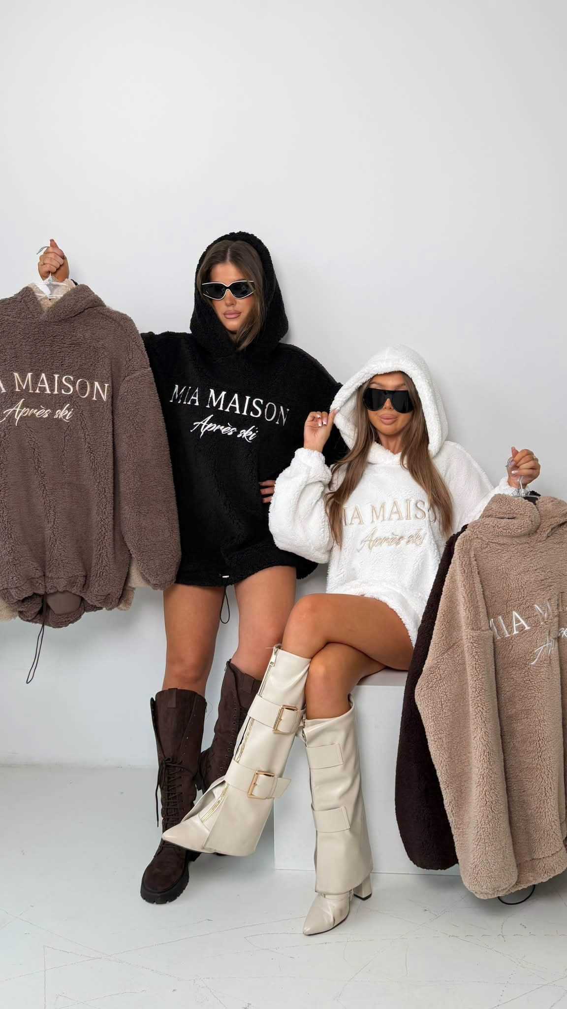 MM788 Dłuższa Bluza Damska / Tunika Teddy Mia Maison Czarna