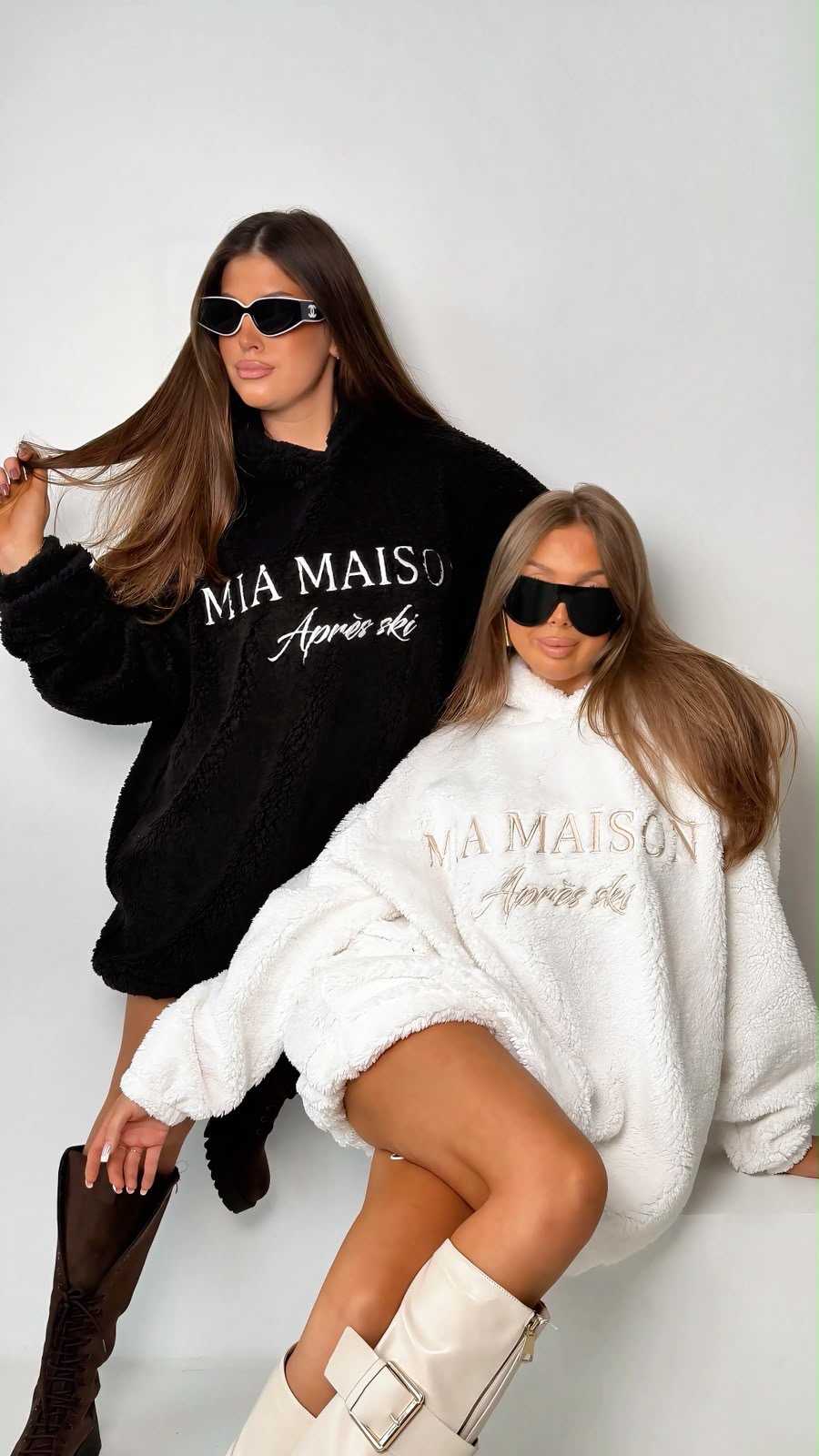 MM788 Dłuższa Bluza Damska / Tunika Teddy Mia Maison Czarna