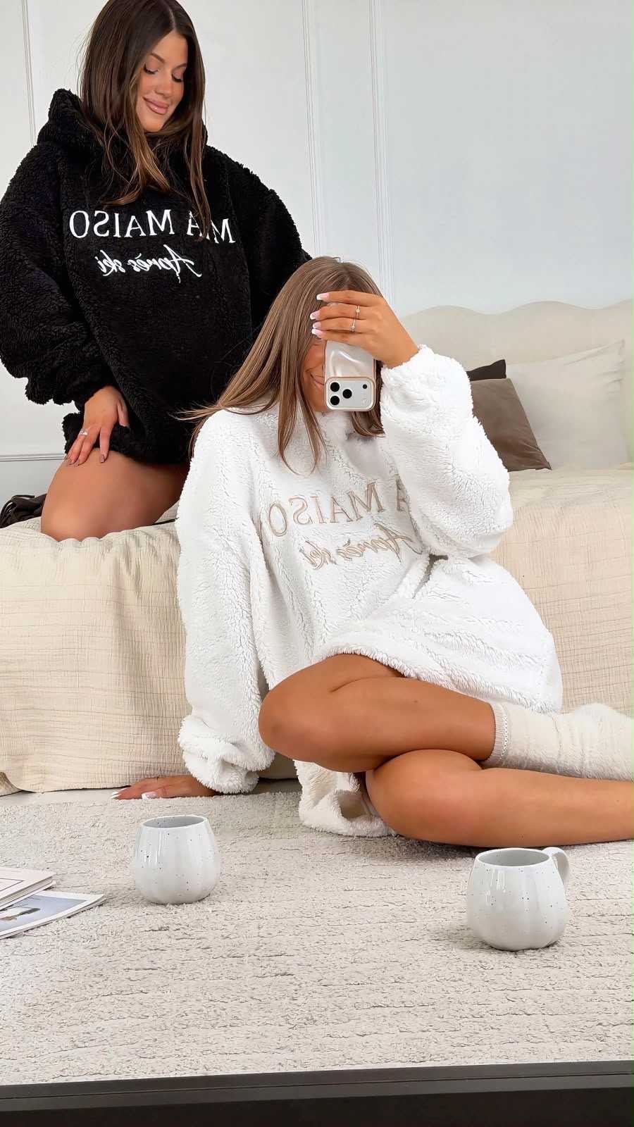 MM788 Dłuższa Bluza Damska / Tunika Teddy Mia Maison Czarna