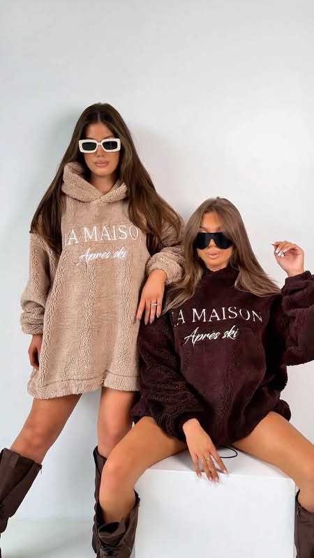 MM788 Dłuższa Bluza Damska / Tunika Teddy Mia Maison Beżowa