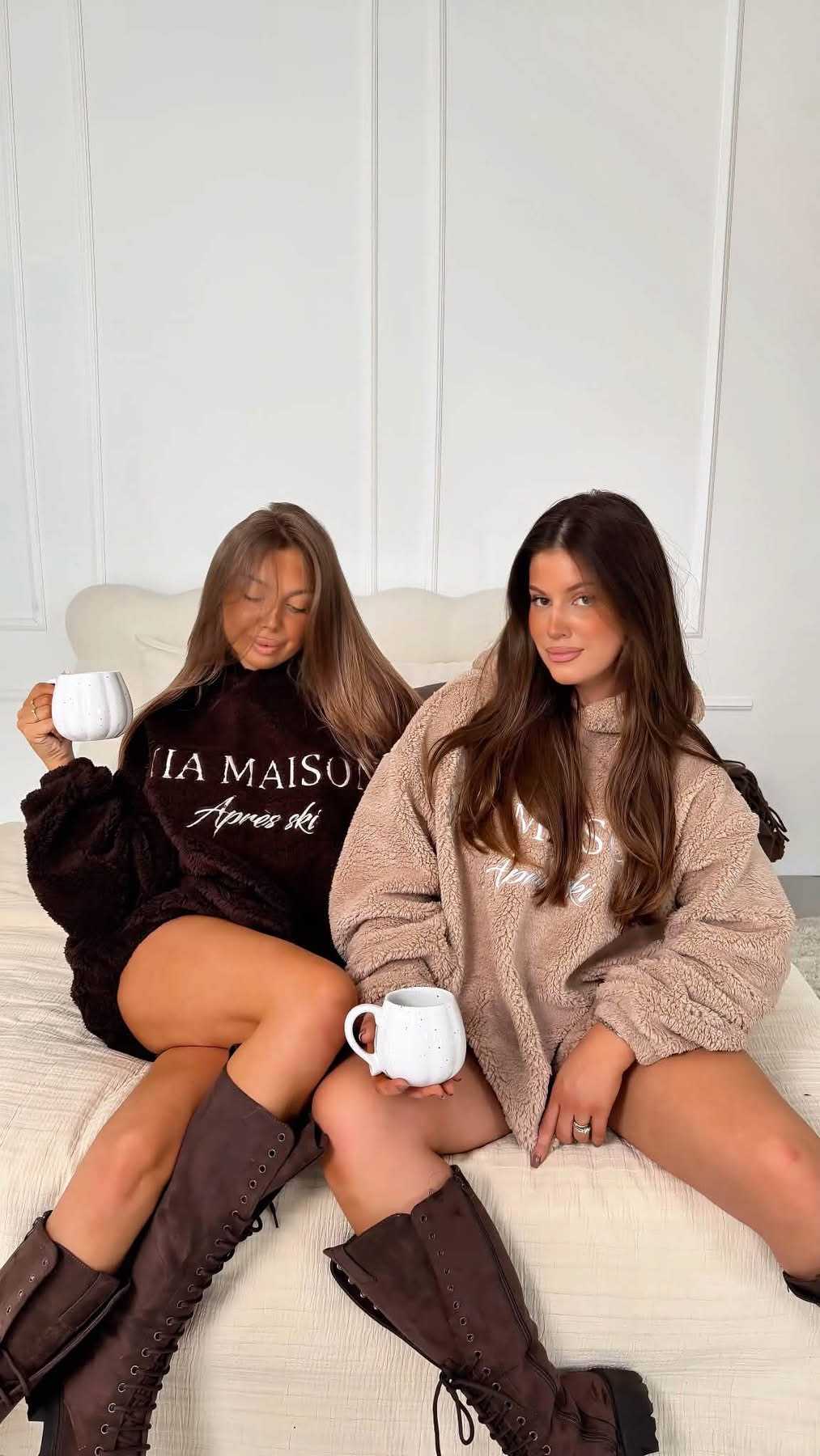 MM788 Dłuższa Bluza Damska / Tunika Teddy Mia Maison Beżowa