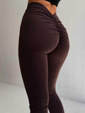 MT Legginsy Modelujące Efekt Push Up Lycra Dzwony Czekolada