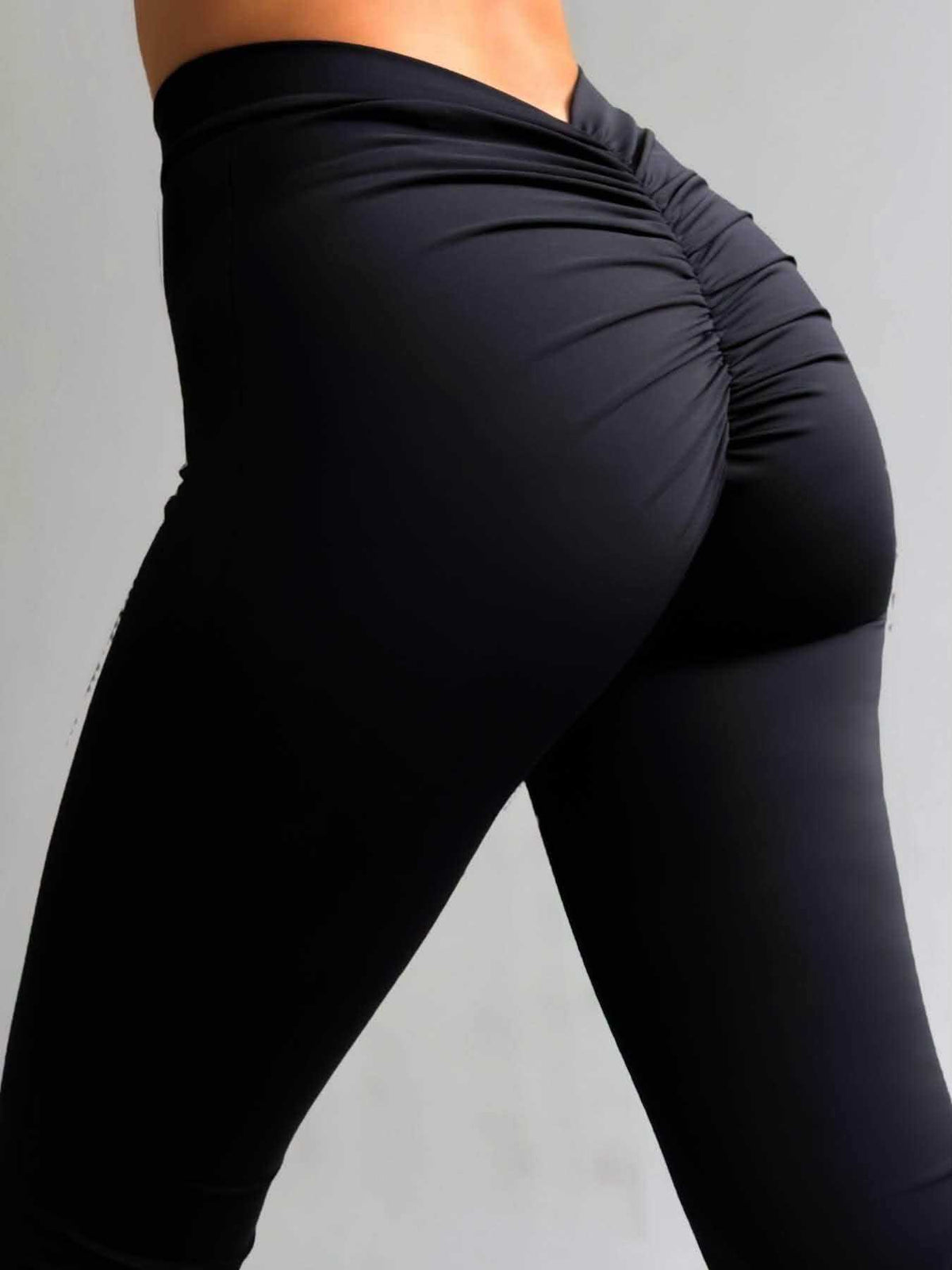 MT Legginsy Modelujące Efekt Push Up Lycra Dzwony Czarne