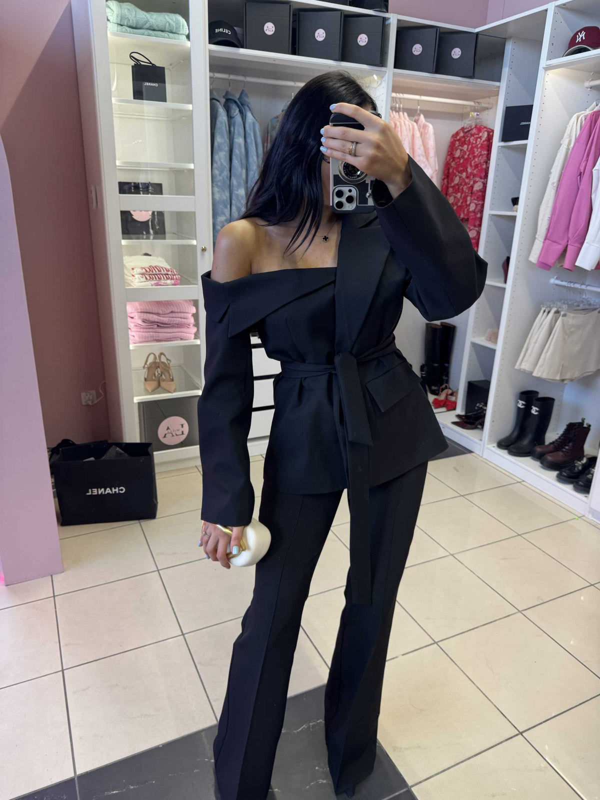 LM068 Eleganckie Spodnie La Milla Dzwony Czarne
