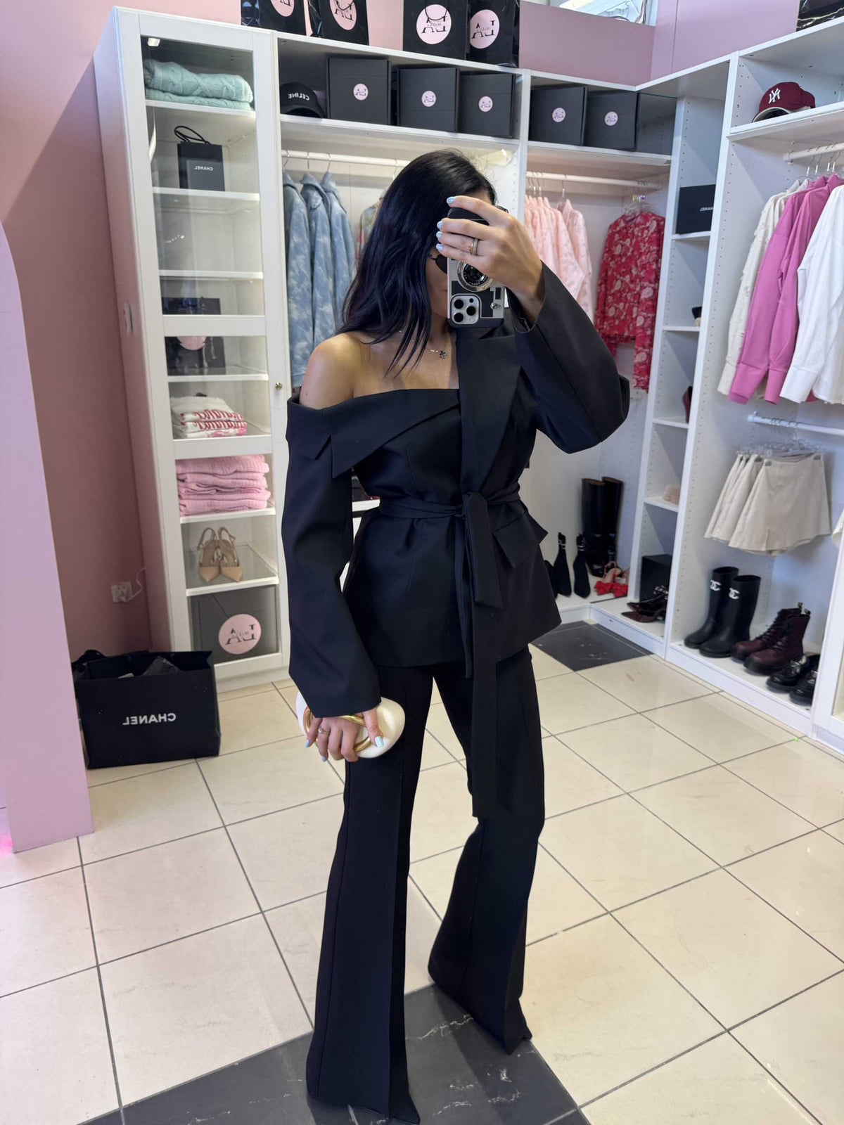 LM068 Eleganckie Spodnie La Milla Dzwony Czarne