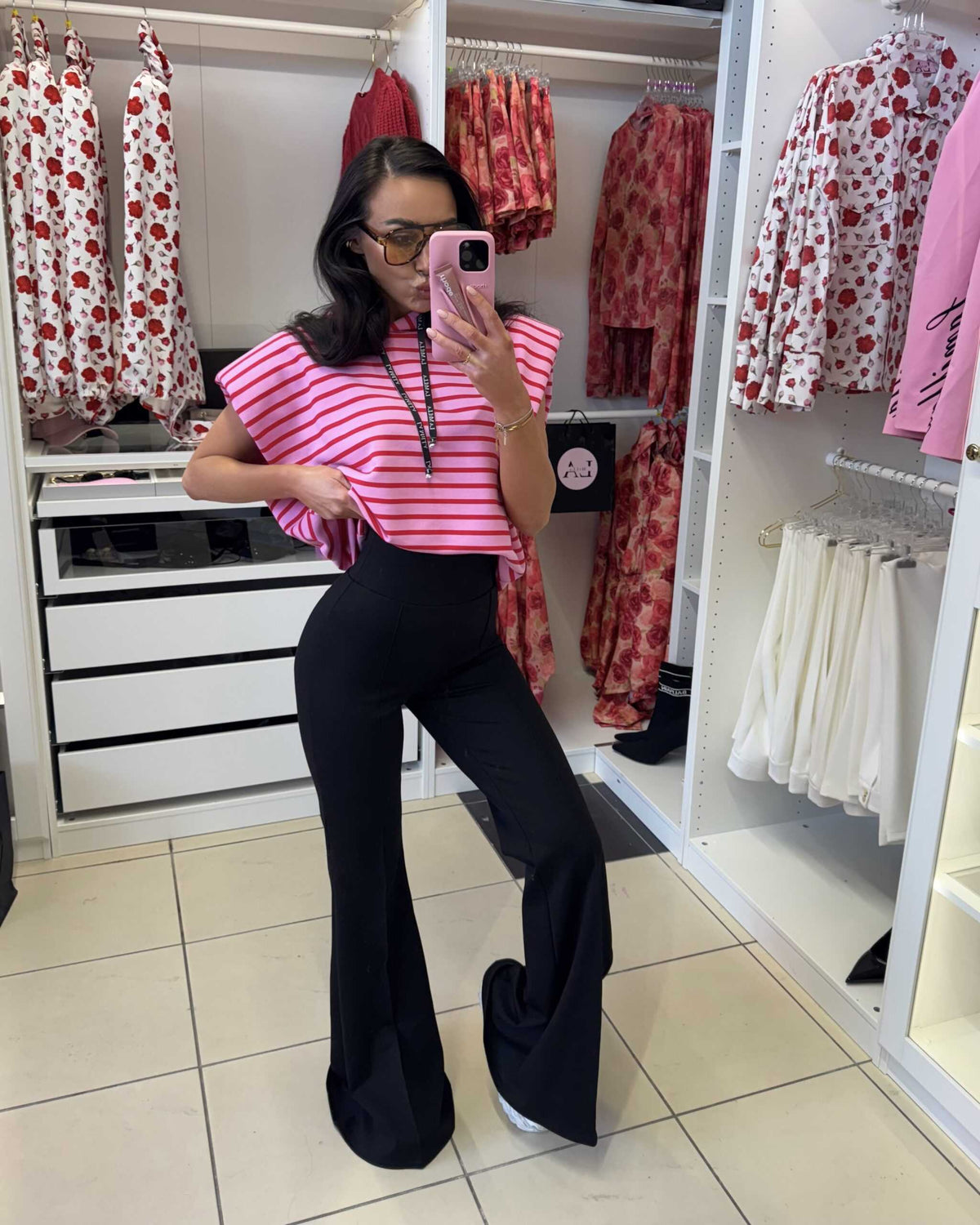 LM068 Eleganckie Spodnie La Milla Dzwony Czarne