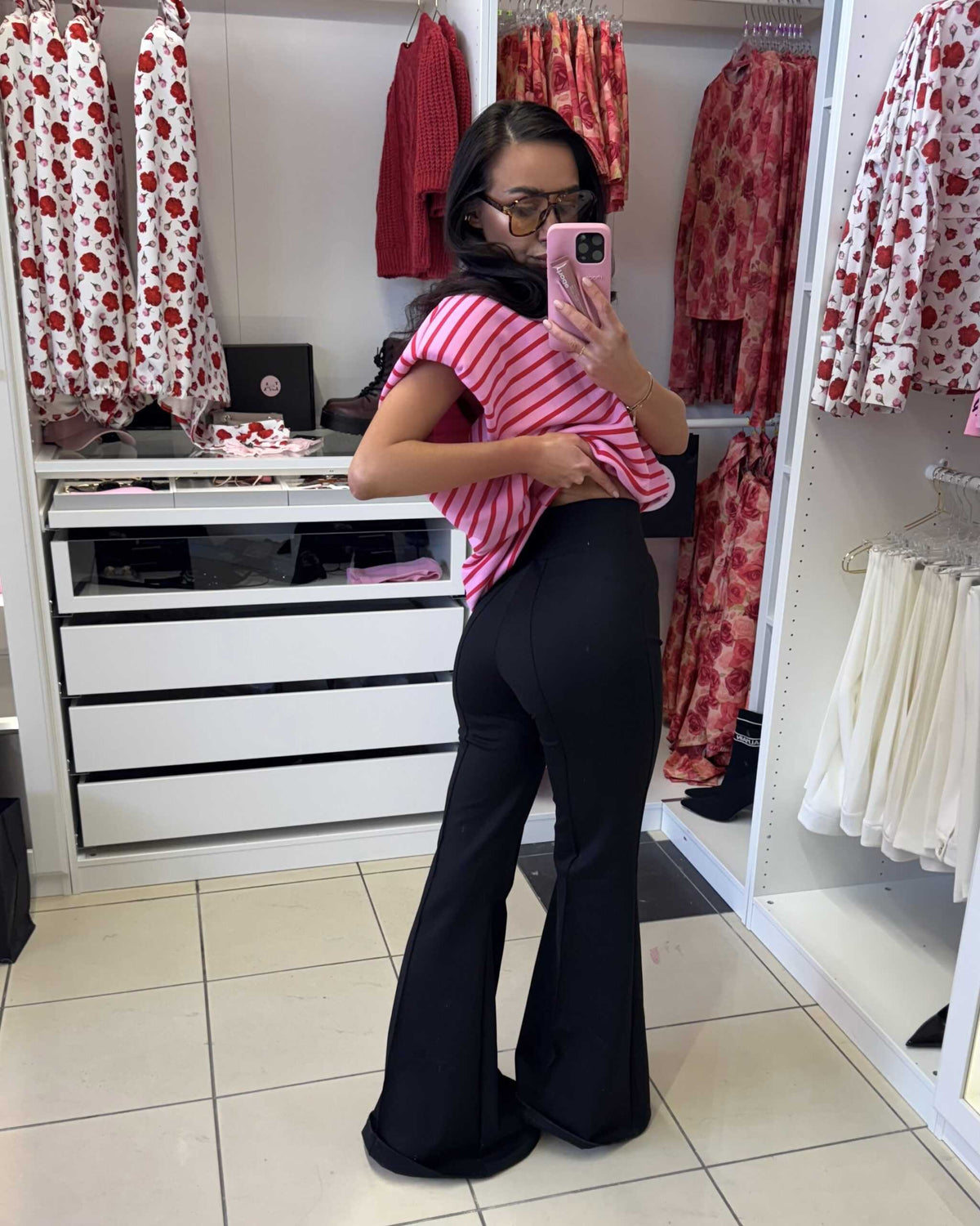 LM068 Eleganckie Spodnie La Milla Dzwony Czarne