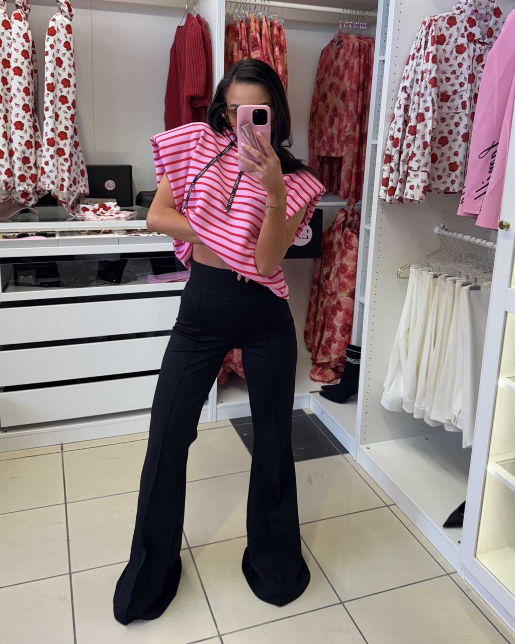 LM068 Eleganckie Spodnie La Milla Dzwony Czarne