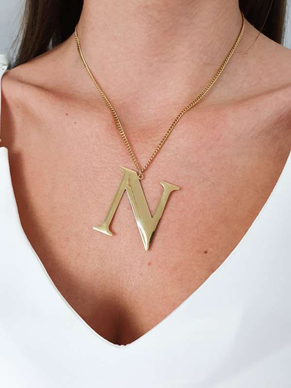 N588 Naszyjnik Celebrytka LITERKA N 4 cm