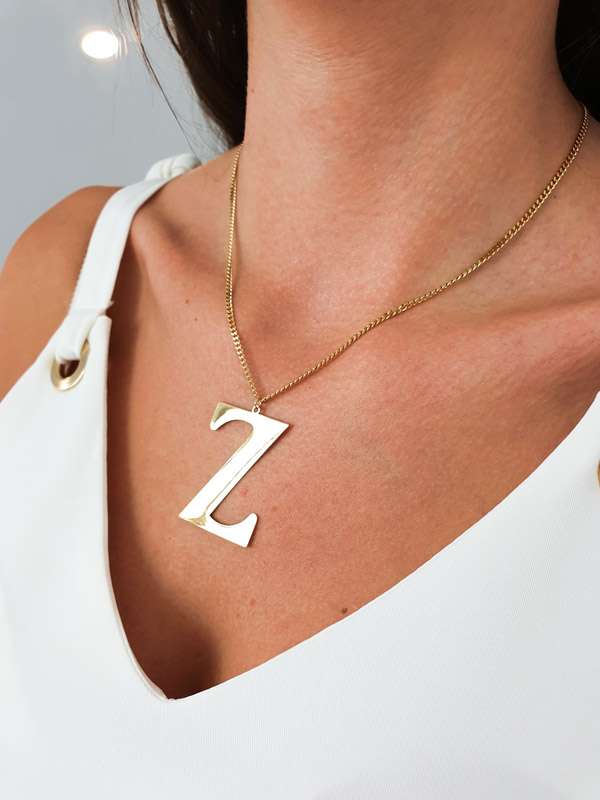 N588 Naszyjnik Celebrytka LITERKA Z 4 cm