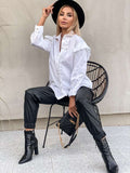 E161 Elegancka Koszula Frill White