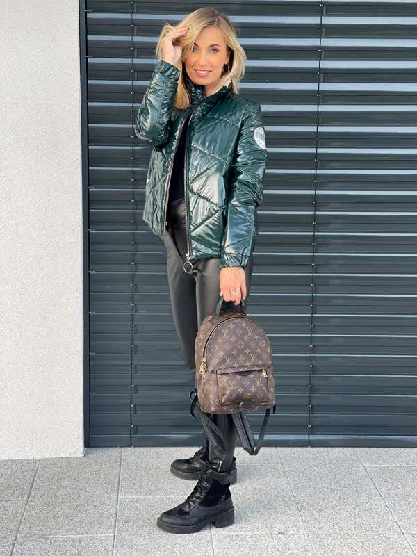 K436 Pikowana Kurtka Lakier Dark Green