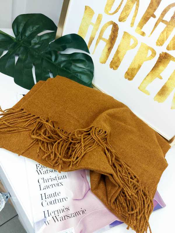 SZ102 Szalik CAMEL frędzle Kaszmirowy