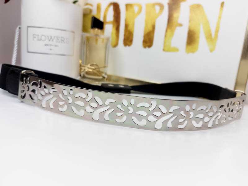 P600 Pasek BLACK Metalic Flower & Guma